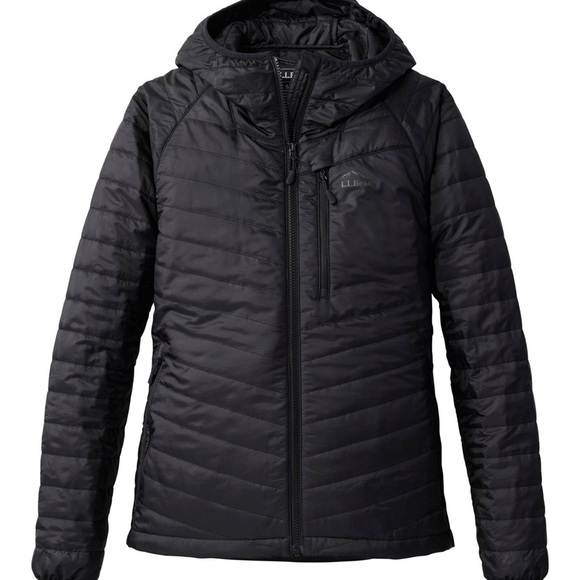 L.L. Bean Black Women's PrimaLoft Packaway Hooded Jacket - Picture 1 of 9